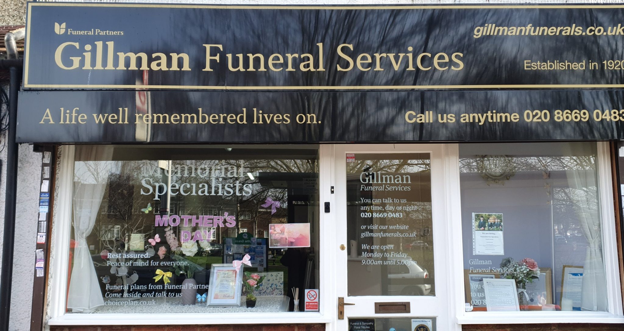 Mothers’ Day Window Display Gillman Funeral Service
